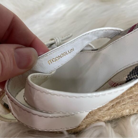Burberry strappy Nova check Plaid Jute‎ wedge Espadrille sandals Coastal 37 - Picture 7 of 10